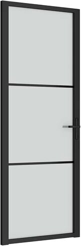 Tidyard Sliding Barn Door, 29.9x79.3 Inch Black Matte Glass Aluminum Frame Interior Door with Hardware Kit, Tempered Glass Panel for Home Office Room Divider in Saudi Arabia