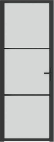 Tidyard Sliding Barn Door, 29.9x79.3 Inch Black Matte Glass Aluminum Frame Interior Door with Hardware Kit, Tempered Glass Panel for Home Office Room Divider in Saudi Arabia