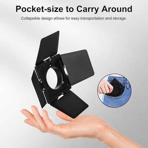 Gugxiom 4 Leaf Baffle لـ YN150S YN150 Ultra، أبواب الحظيرة لإضاءة الفيديو، التحكم في الشعاع القابل للطي لمدونة الفيديو، معدّل الاستوديو المدمج in Kuwait