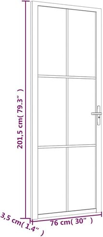 باب الحظيرة المنزلق من Tidyard، مقاس 29.9x79.3 بوصة، إطار من الزجاج ESG والألومنيوم باللون الأسود مع لوحة من الزجاج المقسى للمنزل والمكتب الداخلي، مجموعة DIY، تتضمن مجموعة أدوات، سطح MDF PVC مقاوم للماء in Saudi Arabia