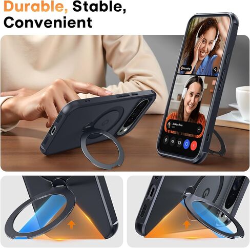 360 Spin Magnetic Stand for Google Pixel 10 Pro XL Case ، حماية 12 قدمًا من الفئة ، مناسبة لـ Magsafe و anti-pingerprint و non sliproof slim pixel 10 pro XL مع Kickstand و Matte Black in Kuwait