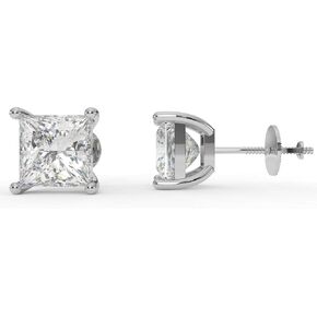2.00 Carat Lab Grown Diamond Round Stud Earrings for Women 14k White Gold I-J Color VS1-VS2 Clarity 3-Prong Martini Setting Push Back Closure in Saudi Arabia