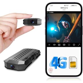 Smallest 4G LTE Cellular Wireless Camera,SIM Inserted,4K HD with Video Recording Live Feed,3000mAh Larger Battery Capacity,No WiFi Camera with 160° Wide-Angle View,Night Vision,Motion Detection in Kuwait