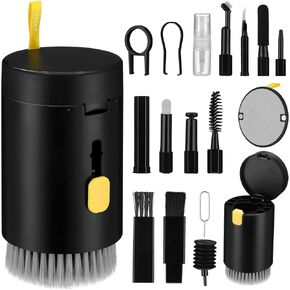 NUOBESTY 20-in-1 Cleaning Kit for Earphones and Keyboards, Black Electronics Set with Brushes for Laptops, Cameras, Headsets, and Earbuds Maintenance in Kuwait