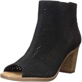 TOMS Black Suede Perforated Leaf Booties 10010013 in Saudi Arabia