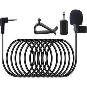 16ft Black 3.5mm Car Microphone External Assembly Mic Repl. for Boss JVC S-Ony Pioneer Vehicle Head Unit Enabled Stereo Radio CD GPS DVD with 2.5mm Adapter in Kuwait