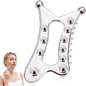2Pcs Stainless Steel Gua Sha Facial Tools Set, Metal Face Comb Detail Skin Care Tools, Body and Face Gua Sha Sculpting for Tighten Skin Lymphatic Drainage in Saudi Arabia