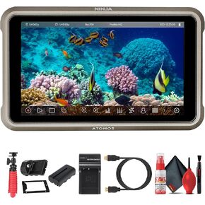 Atomos Ninja 5.2 Inch 4K HDMI Recording Monitor | HDR 10 Bit Touchscreen Display with ProRes and DNx Recording, SSD Support, Real Time Playback (ATOMNJA004) + NPF-550 Battery + Flexible Tripod + More in Saudi Arabia