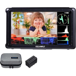FW568 PRO 6 بوصة 1200nit كاميرا عالية السطوع DSLR مراقب ميداني، شاشة كاميرا LUT ثلاثية الأبعاد مخصصة 1920X1080 IPS 4K 60 هرتز HDMI في مراقبة الشكل الموجي الخارجي مع بطارية وحقيبة F750 4400 مللي أمبير في الساعة in Kuwait