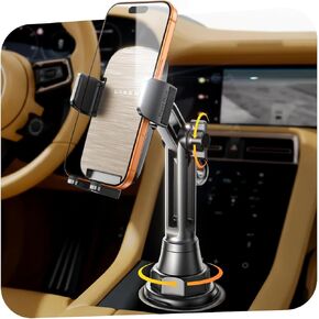 LISEN Cup Phone Holder for Car [Upgraded Version] Long Neck 360° Adjustable [Thick Cases Friendly] for iPhone 16e 16 15 14 13 Pro Max Samsung S25 All 4-7'' Phone, Gold in Kuwait