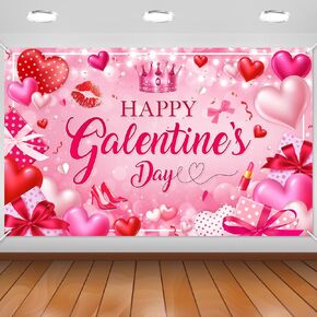 Mocsicka Galentines Day Decorations Banner Pink Happy Galentines Day Backdrop for Girls Gang Party Decorations Photo Booth Props in Saudi Arabia