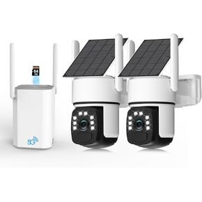 Solar Security Cameras Wireless Outdoor,2 Cam-Kit,Solar-Powered,No Subscription,Home Security Cameras System with 4MP Color Night Vision,Auto Tracking,Spotlight & Siren,64GB Memory Card, 2.4 & 5G WiFi in Kuwait