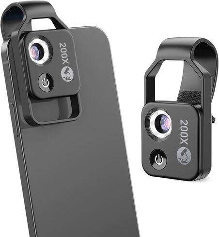Diyeeni Pocket Phone Microscopes, 200X Zoom Clip On Microscopes Magnifier with CPL Lens & LED Light, Portable Microscopic Lens for for for for to Enjoy in Saudi Arabia