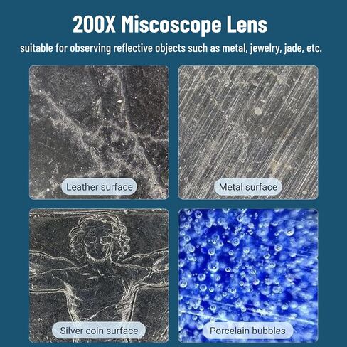 Diyeeni Pocket Phone Microscopes, 200X Zoom Clip On Microscopes Magnifier with CPL Lens & LED Light, Portable Microscopic Lens for for for for to Enjoy in Saudi Arabia