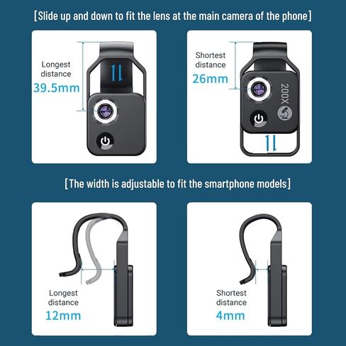 Diyeeni Pocket Phone Microscopes, 200X Zoom Clip On Microscopes Magnifier with CPL Lens & LED Light, Portable Microscopic Lens for for for for to Enjoy in Saudi Arabia