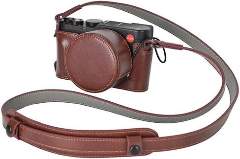 D-Lux 8 Case, Genuine Leather Camera Case Bottom Opening Body Half Base Cover for Leica D-Lux 8 with Neck Strap Lens Cap (Coffee) in Saudi Arabia