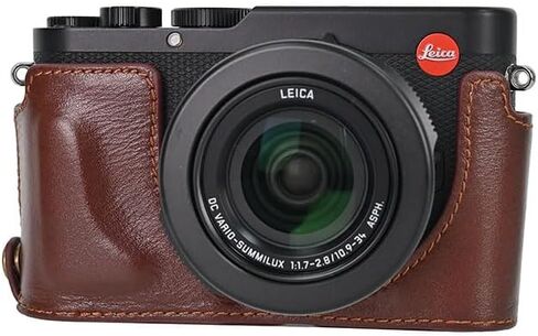 D-Lux 8 Case, Genuine Leather Camera Case Bottom Opening Body Half Base Cover for Leica D-Lux 8 with Neck Strap Lens Cap (Coffee) in Saudi Arabia