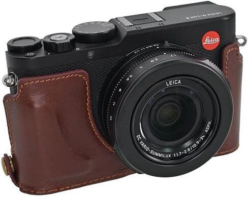 D-Lux 8 Case, Genuine Leather Camera Case Bottom Opening Body Half Base Cover for Leica D-Lux 8 with Neck Strap Lens Cap (Coffee) in Saudi Arabia