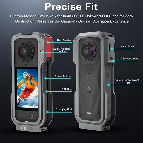 FitStill Protective Case for Insta360 X5 ，Multifunctional Aluminum Protective Cage+ Silicone Lens Cover, Scratch-Resistant and Dustproof, Multiple Expansion interfaces X5 Accessory Set in Saudi Arabia