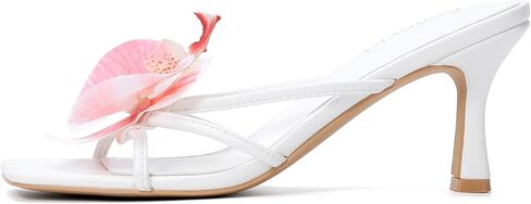 Floral Kitten Heels Square Open Toe Flower Mule Heels for Women Mid Slip On Heeled Sandals in Saudi Arabia