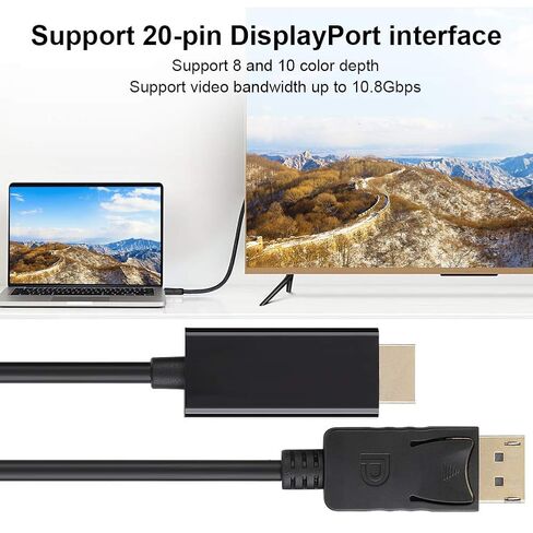 Wendry DisplayPort إلى كابل، 3 أمتار كبير DisplayPort إلى HD Audio Video محول سلك كابل خط تحويل مناسب للتلفزيون، والشاشة، وجهاز العرض in Saudi Arabia