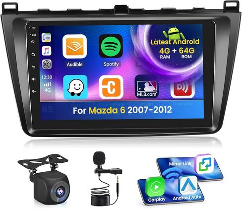 2+64G Radio for Mazda 6 2007-2012 Android CarPlay Car Stereo 9'' Touch Screen Compatible with Android Auto AHD Backup Camera Bluetooth GPS WiFi FM RDS in Saudi Arabia