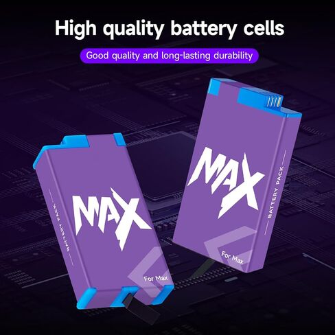 2 Pack 1860mAh Battery Replacement for Gopro Max, for Gopro Max 360 ACDBD-001 ACBAT-001 Sport Camera Accessories in Saudi Arabia