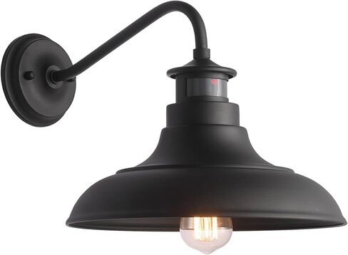 Untrammelife Gooseneck Wall Sconce Lights Barn Lights، 2-packs Matte Black Farmhouse Outdoor Wall Lights الغسق إلى الفجر مستشعر الحركة لفناء الشرفة المنزلية، 10.5 بوصة × 12.25 بوصة (المصابيح متضمنة) in Saudi Arabia