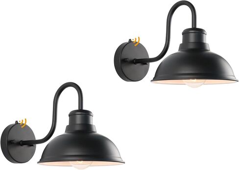 Outdoor Gooseneck Barn Light Fixture, 8 Inch Farmhouse Exterior Vintage Wall Mount Lighting, Anti-Rust Waterproof Industrial Matte Black Outside Wall Sconces for House Porch Patio Garage Yard in Kuwait