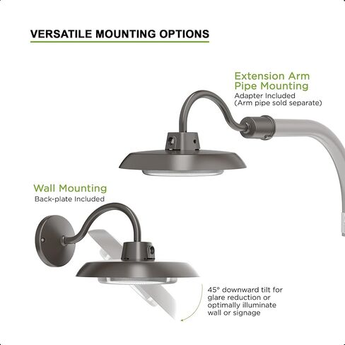 50W LED Gooseneck Barn Light 10 Inch Outdoor Farmhouse Wall Light with Dusk to Dawn Photocell Pole/Wall Mounted Area Light for Barn Garage Yard Warehouse 120VAC 4000K 5000LM UL Listed IP65 Dark Bronze in Kuwait