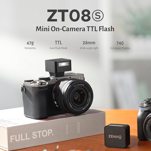 ZT08 S Mini Flash for Sony,Built-in Battery,740 Full Power Flashes, 2.4G Wireless 1/8000 HSS TTL Camera Speedlite in Saudi Arabia