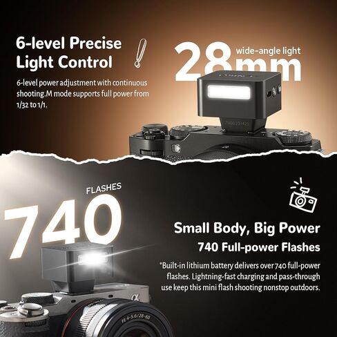 ZT08 S Mini Flash for Sony,Built-in Battery,740 Full Power Flashes, 2.4G Wireless 1/8000 HSS TTL Camera Speedlite in Saudi Arabia