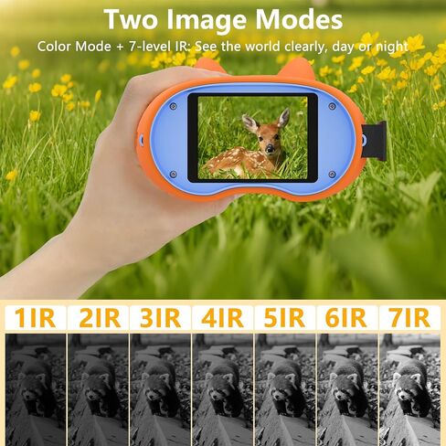 مناظير للأطفال مع شاشة LCD مقاس 2 بوصة ورؤية ليلية، مناظير أطفال حقيقية مقاس 10x25 للاستكشاف في الهواء الطلق، والتقاط الصور وتسجيل الفيديو، وإضاءة LED بخمسة مستويات، هدية ألعاب تعليمية مثالية للأولاد والبنات in Kuwait
