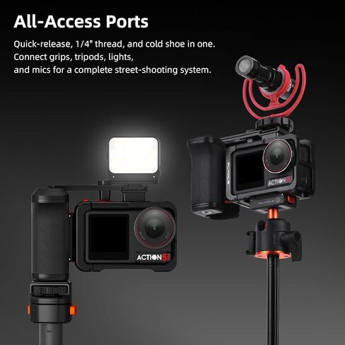 Grip Kit for DJI Action 5 Pro 4 3 (with Cage), Handle Holder Bundle Expansion Mount with Shutter Button, Quick Release Adapter, Cold Shoe for DJI Osmo Action 5 Pro 4 3 Accessories in Saudi Arabia