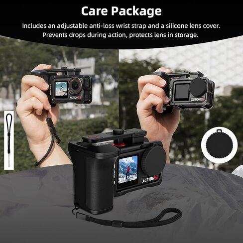 Grip Kit for DJI Action 5 Pro 4 3 (with Cage), Handle Holder Bundle Expansion Mount with Shutter Button, Quick Release Adapter, Cold Shoe for DJI Osmo Action 5 Pro 4 3 Accessories in Saudi Arabia