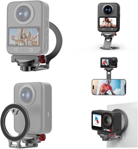 قاعدة حامل مغناطيسية BRDRC Osmo 360، محول سريع الإصدار من سبائك الألومنيوم 360 درجة قابل للتعديل لملحقات DJI Osmo Action 5 Pro/4/3، لحامل سطح المكتب حامل الهاتف MagSafe مع فتحة لولبية 1/4 بوصة in Saudi Arabia