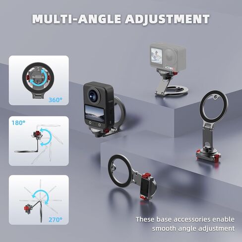 قاعدة حامل مغناطيسية BRDRC Osmo 360، محول سريع الإصدار من سبائك الألومنيوم 360 درجة قابل للتعديل لملحقات DJI Osmo Action 5 Pro/4/3، لحامل سطح المكتب حامل الهاتف MagSafe مع فتحة لولبية 1/4 بوصة in Saudi Arabia