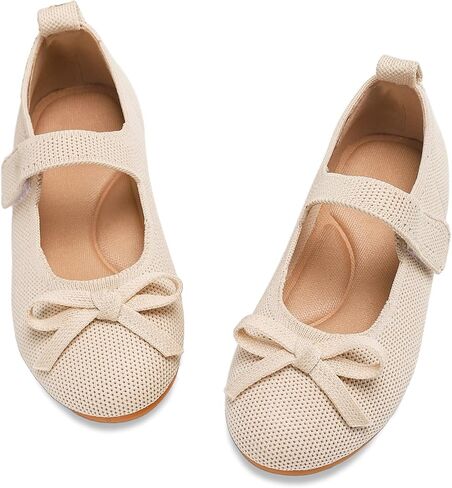 Toddler Girls Dress Shoes Knit Mary Jane Flats Ballet Comfortable Flat with Bow for Little Kids Big Kid Girl in Kuwait