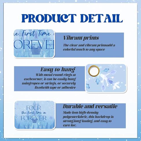 Frozen Four The First Time in Forever Birthday Backdrop Frozen 4th Birthday Party Decorations Kids 4th Birthday Party Photo Background, 7 * 5Ft in Saudi Arabia