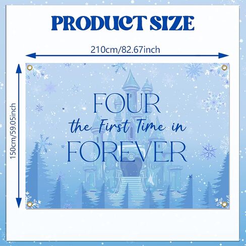 Frozen Four The First Time in Forever Birthday Backdrop Frozen 4th Birthday Party Decorations Kids 4th Birthday Party Photo Background, 7 * 5Ft in Saudi Arabia