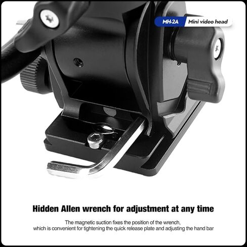 Fotopro Video Fluid Head Pan Tilt Head with Quick Release Plate and Adjustable Handle Max Load 6.61lbs 3kg for Compact Camcorders DSLR Camera Black in Saudi Arabia