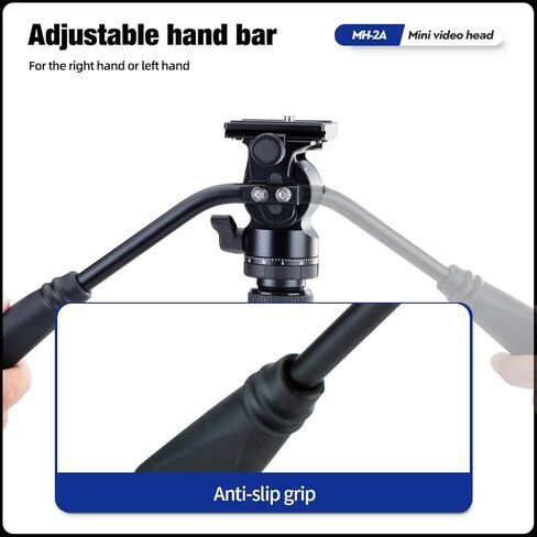 Fotopro Video Fluid Head Pan Tilt Head with Quick Release Plate and Adjustable Handle Max Load 6.61lbs 3kg for Compact Camcorders DSLR Camera Black in Saudi Arabia