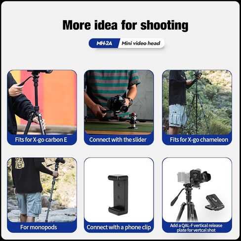 Fotopro Video Fluid Head Pan Tilt Head with Quick Release Plate and Adjustable Handle Max Load 6.61lbs 3kg for Compact Camcorders DSLR Camera Black in Saudi Arabia