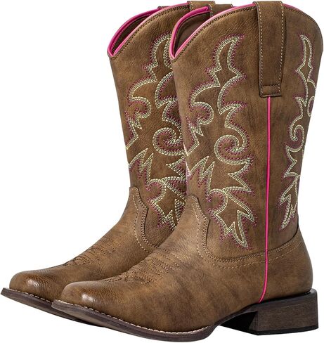 SheSole Extra Wide Calf Cowboy & Cowgirl Boots for Women - Square Toe, Hidden Elastic & Removable Cushion for Western Style Comfort in Saudi Arabia