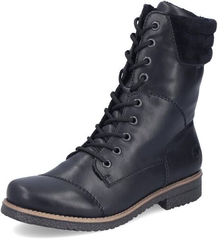 Rieker 73570-00 Women's Warm Linned Lace Up Zip Boots Trainers (Black, US 8.5) in Saudi Arabia