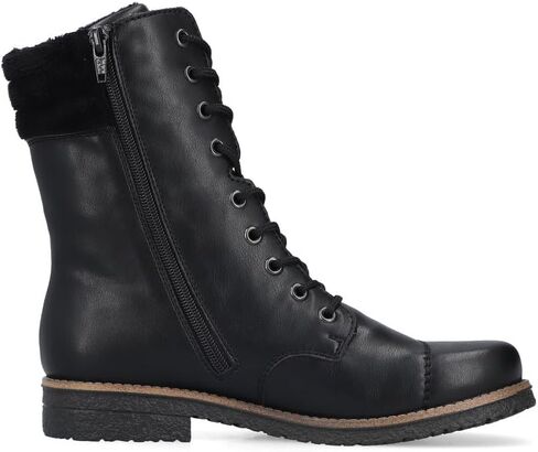 Rieker 73570-00 Women's Warm Linned Lace Up Zip Boots Trainers (Black, US 8.5) in Saudi Arabia