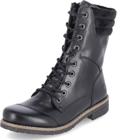 Rieker 73570-00 Women's Warm Linned Lace Up Zip Boots Trainers (Black, US 8.5) in Saudi Arabia