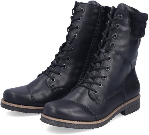 Rieker 73570-00 Women's Warm Linned Lace Up Zip Boots Trainers (Black, US 8.5) in Saudi Arabia