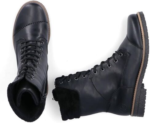 Rieker 73570-00 Women's Warm Linned Lace Up Zip Boots Trainers (Black, US 8.5) in Saudi Arabia
