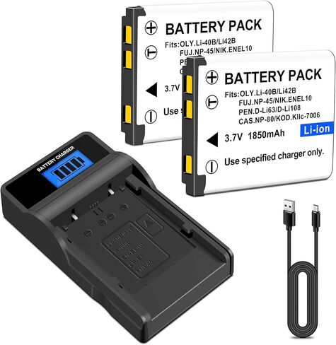 2-Pack EN-EL10 KLIC-7006 Replacement Battery(1400mAh) and Slim USB Rapid Charger Compatible with Nikon Coolpix S60, S80, S200, S210, S220, S230, S500, S510, S520, S570, S600, S700, S3000, S4000, S5100 in Kuwait
